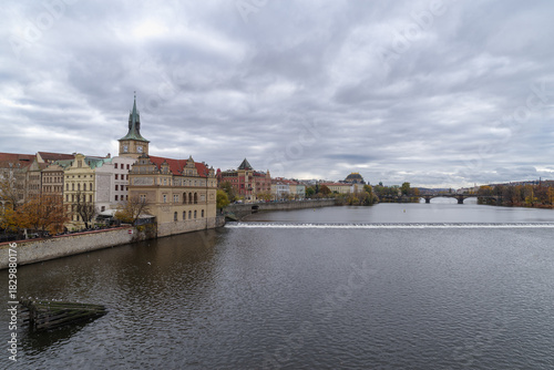 Historic buildings along the Vltava River in Prague