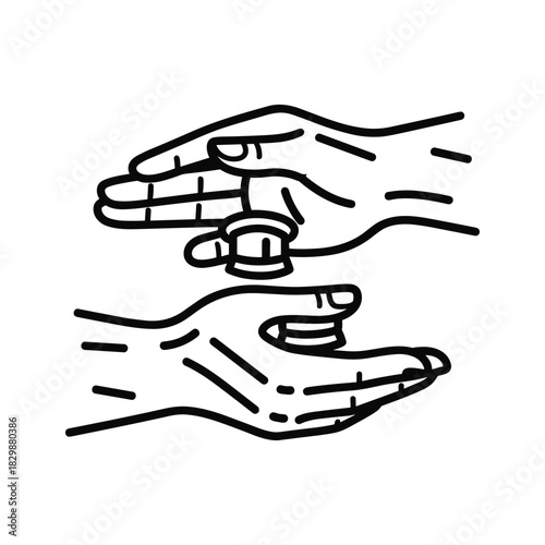 Line Art Icon of Two Hands Holding a Small Object