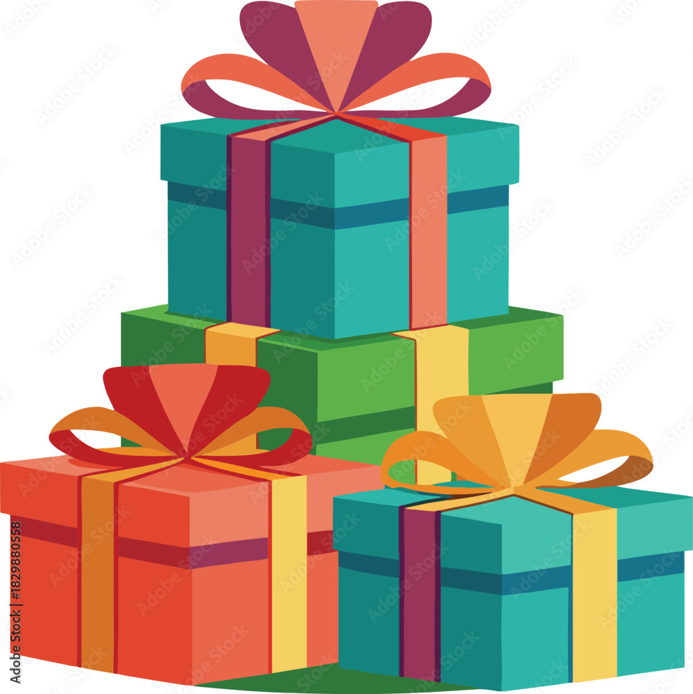 Fototapeta premium Celebration Gift Boxes Stacked and Tied with Ribbons