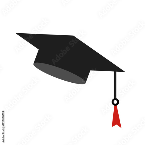 Graduation cap symbol icon. Traditional headdress for graduation ceremony. Academic attire for a college, high school or university graduate. Vector Illustration
