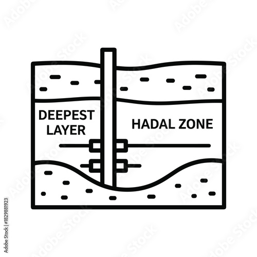 Icon illustrating deep earth layer structure with hadal zone and deepest layer