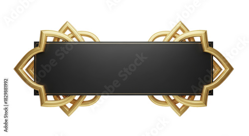Ornate Golden Frame Elegant Text Holder with Abstract Design Accents