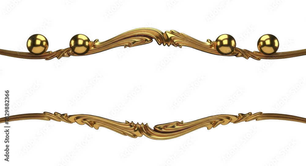 Fototapeta premium Golden Decorative Elements Elegant Swirls with Ornate Design for Luxurious Aesthetics