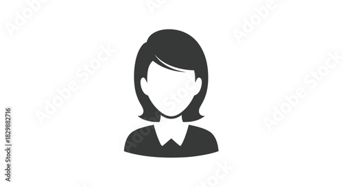 Generic dark gray silhouette icon of a woman with short hair and a collar.