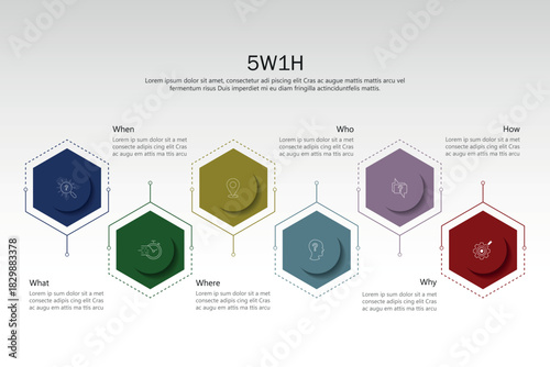 Infographic for business what, when, where, who, why, how, illustration vector.