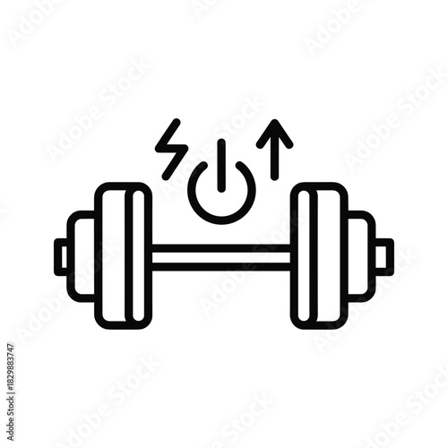Dumbbell with Power and Growth Symbols Icon