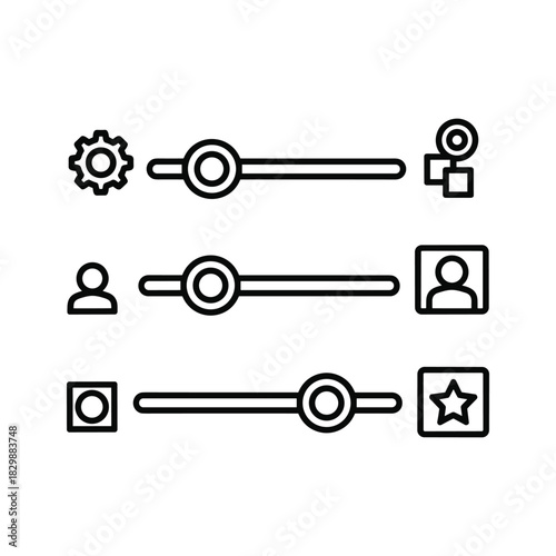 UI Sliders with Settings, User, and Preference Icons