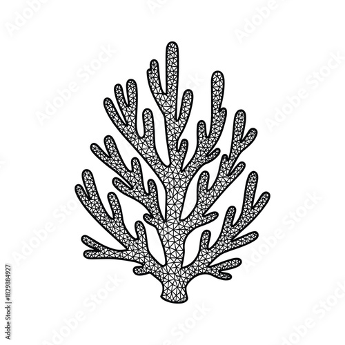 Abstract Geometric Coral Branch Illustration with Triangle Pattern