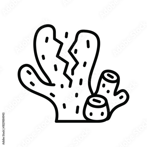 Broken Coral Reef Line Art Icon