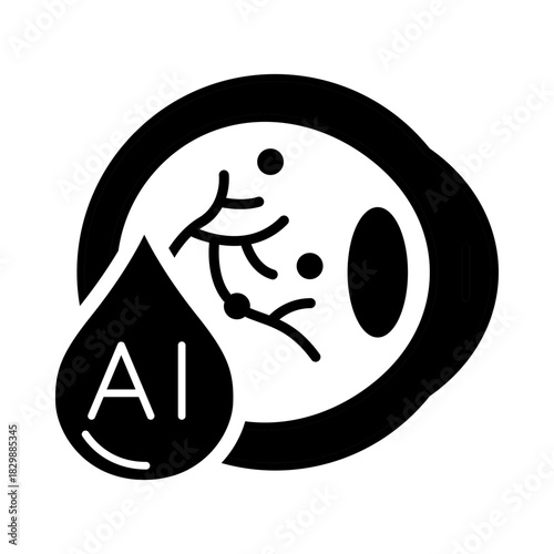 Diabetic Retinopathy Icon – AI-Powered Eye Screening for Early Detection of Retinal Damage and Diabetes Complications Using Eye with AI Chip for Vision Care