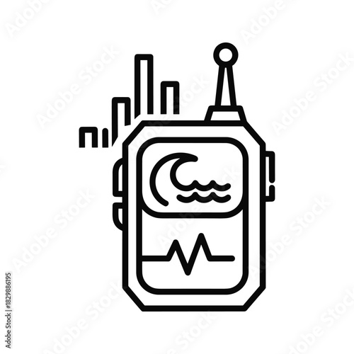 Portable Weather Radio with Signal and Forecast Display Icon