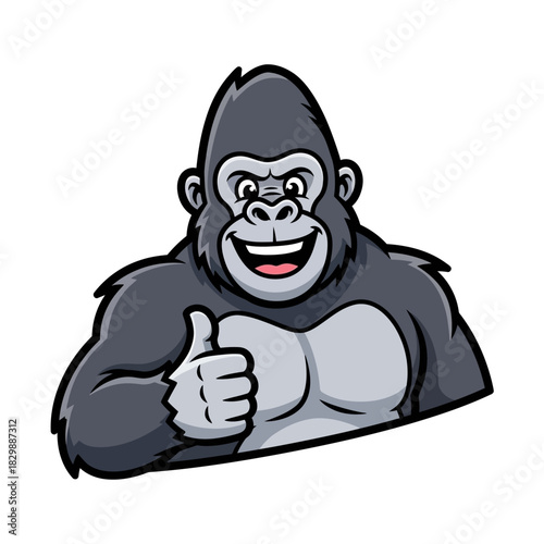 Friendly cartoon gorilla mascot giving a thumbs up gesture.