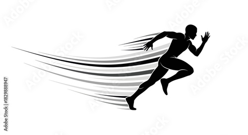 Dynamic silhouette of a sprinter rushing forward creating a sense of rapid movement and energy in
