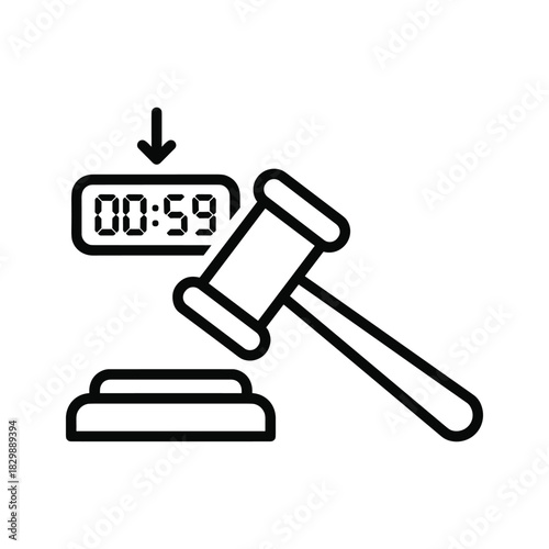 Auction Time Limit with Gavel and Countdown Timer Icon