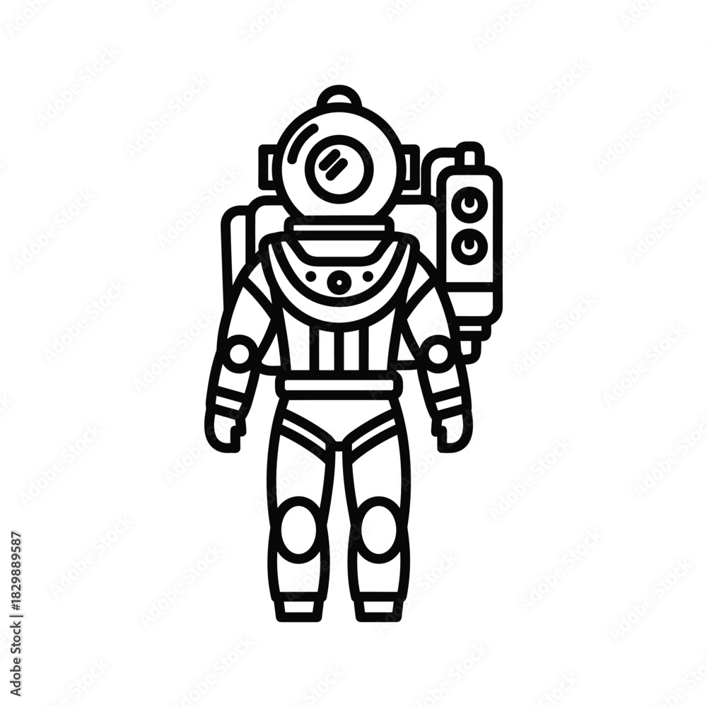 Fototapeta premium Diver or Astronaut Suit Outline Icon