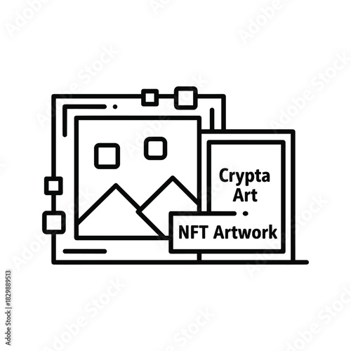 NFT Artwork and Crypto Art Concept Icon