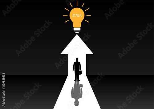 Businessman Looking for Idea. Business Idea Concept.   