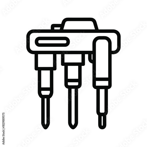 Common Rail Fuel Injector Icon. Automotive Engine Part for Fuel System, Diesel or Gasoline Engine Component in Outline Style.
