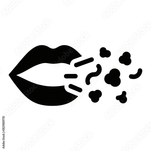 Mouth spreading germs and odor Vector, illustration