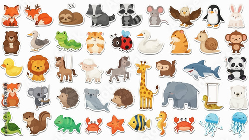 sticker set of funny animals