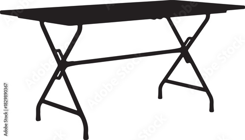 a folding table with metal legs furniture silhouette vector illustration