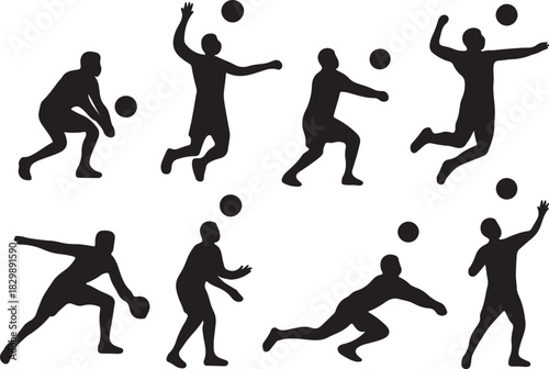  men volleyball player silhouette illustration