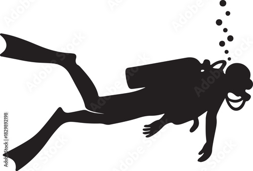 Scuba diving silhouette vector illustration
