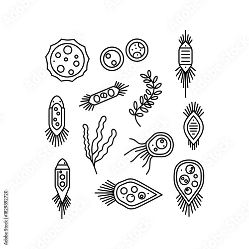 Microorganisms and Microscopic Life Icons