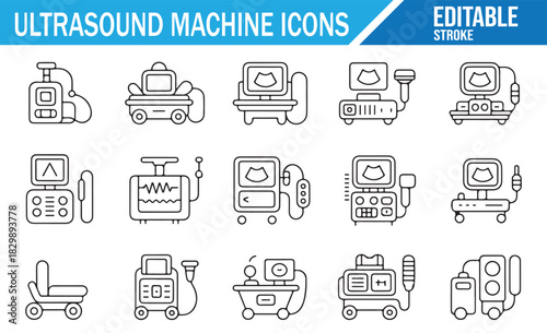 Clinical ultrasound scanner and imaging outline symbol set