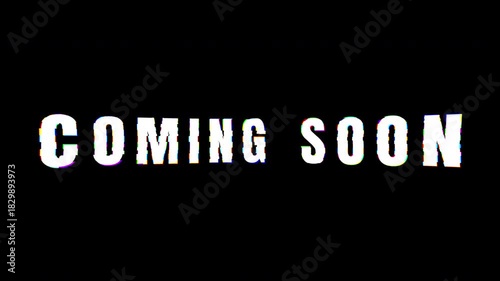 Coming Soon Glitch Effect Animation. 4K Digital Distortion Text for YouTube, Twitch, and Live Stream Intro