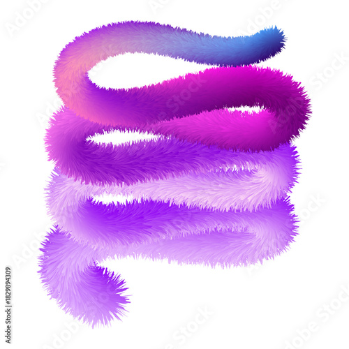 Abstract fluffy purple and blue gradient worm or pipe