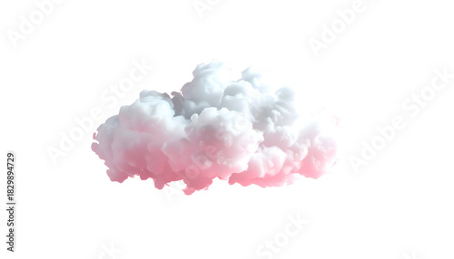 Soft, fluffy, realistic-looking cloud with pinkish hues, isolated against a black background