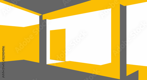 Modern Interior Design with Yellow and White Accents.