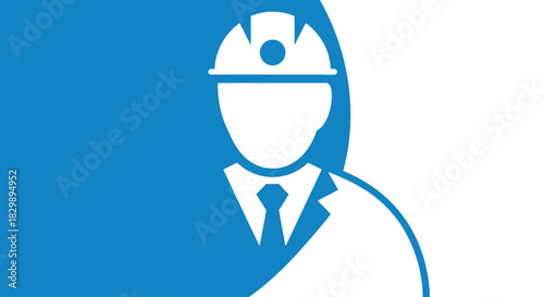 Professional Engineer Icon with Hard Hat and Suit.