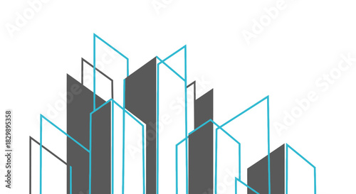 Abstract Cityscape with Geometric Building Outlines.