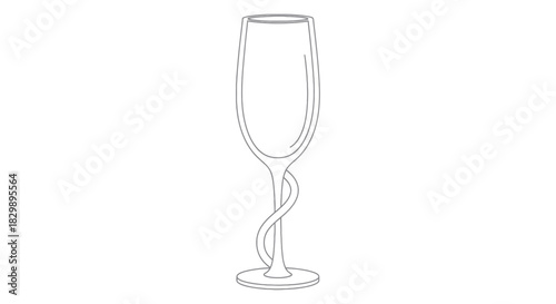 Elegant minimalist line drawing of a wine glass with a twisting stem design for modern decor