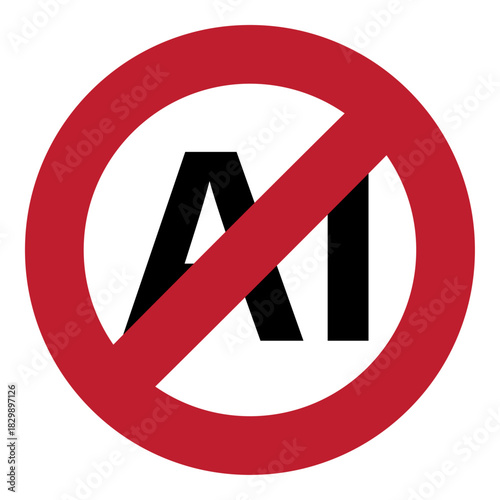  "No AI" symbol  to indicate that  content generated by artificial intelligence  is not allowed or not used