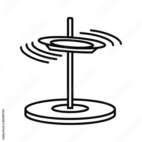 Cymbal musical instrument line icon with sound waves