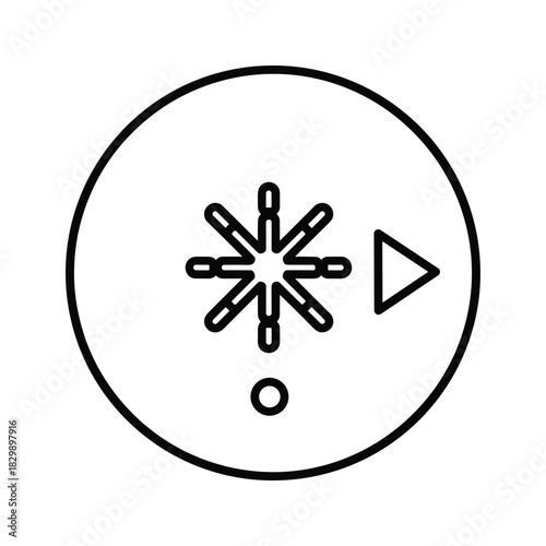AC Snowflake and Play Arrow Icon in Circle