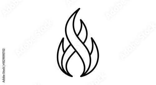 Minimalist black and white flame illustration emphasizing abstract fire design