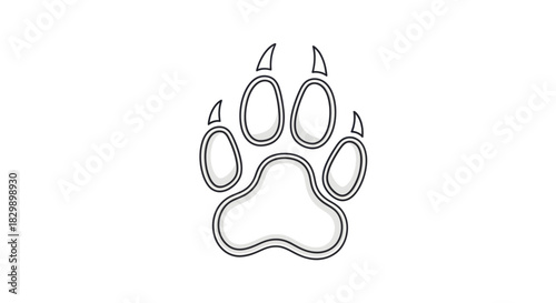 Elegant Line Art Illustration of a Stylized Animal Paw Print in Minimalist Design