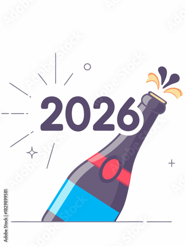 new year 2026 eve celebration with a champagne  bottle