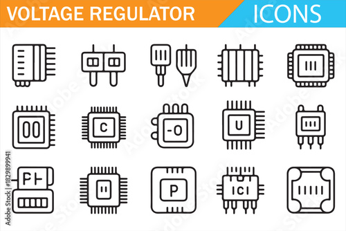 Power management and electronic circuit regulator outline symbols
