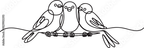 One Line Drawing of Birds simple, cute, vector illustration. one line Icon drawing