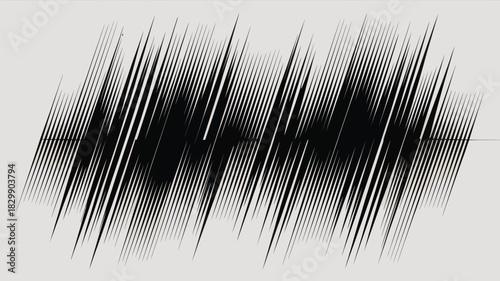 Black and white abstract pattern featuring dense clusters of sharp angled lines across a light background