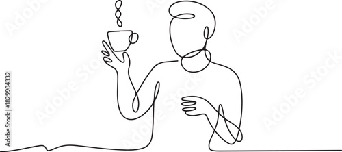 continuous line drawing of staff coffee vector illustration. one line Icon drawing