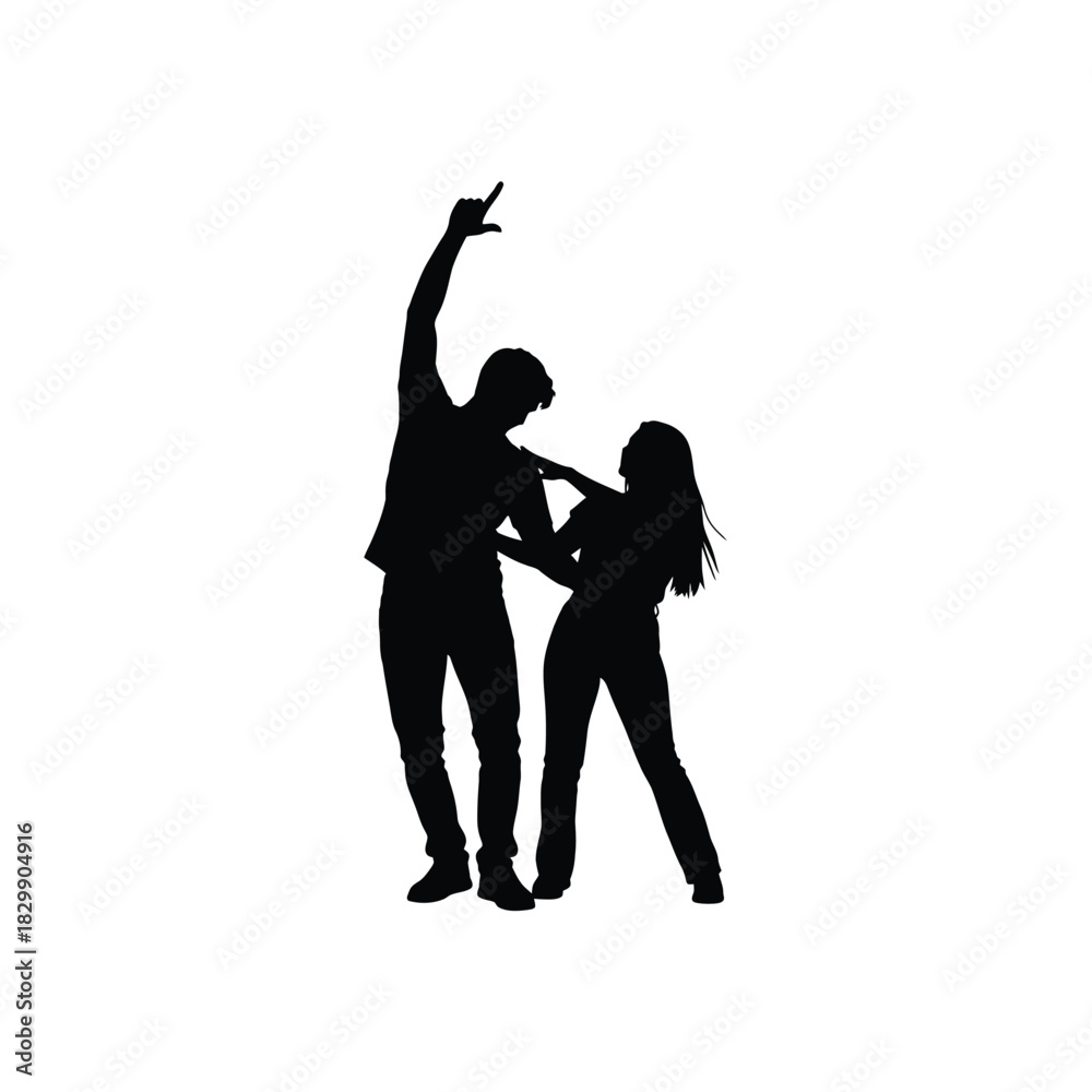 Naklejka premium Dynamic duo dancing silhouette