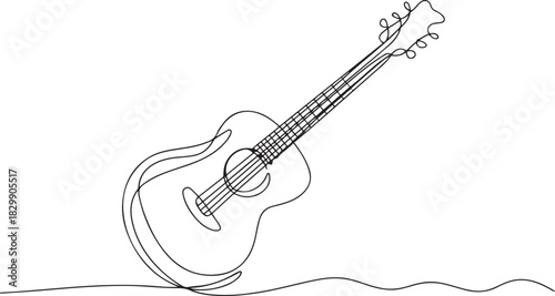 Continuous lines, guitar instruments, instrumental music, simple style, hand-drawn vector illustration. one line Icon drawing