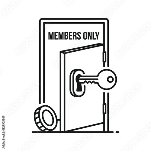 Members Only Door with Key Illustration