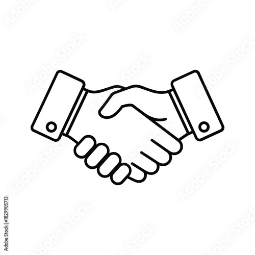 Handshake Icon Outline - Business Agreement, Partnership, Trust, & Collaboration Symbol